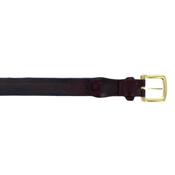 Tucker Blair Needlepoint Leather Solid Brass Buckle Belt American Eagle 34 - Picture 11 of 13